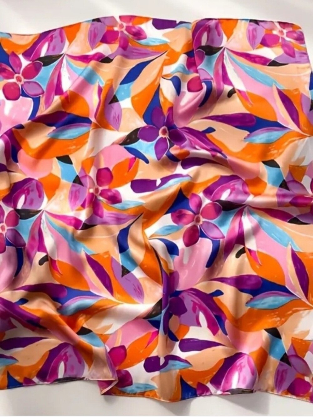 Vibrant Floral Satin Duvet Cover - Pink & Orange